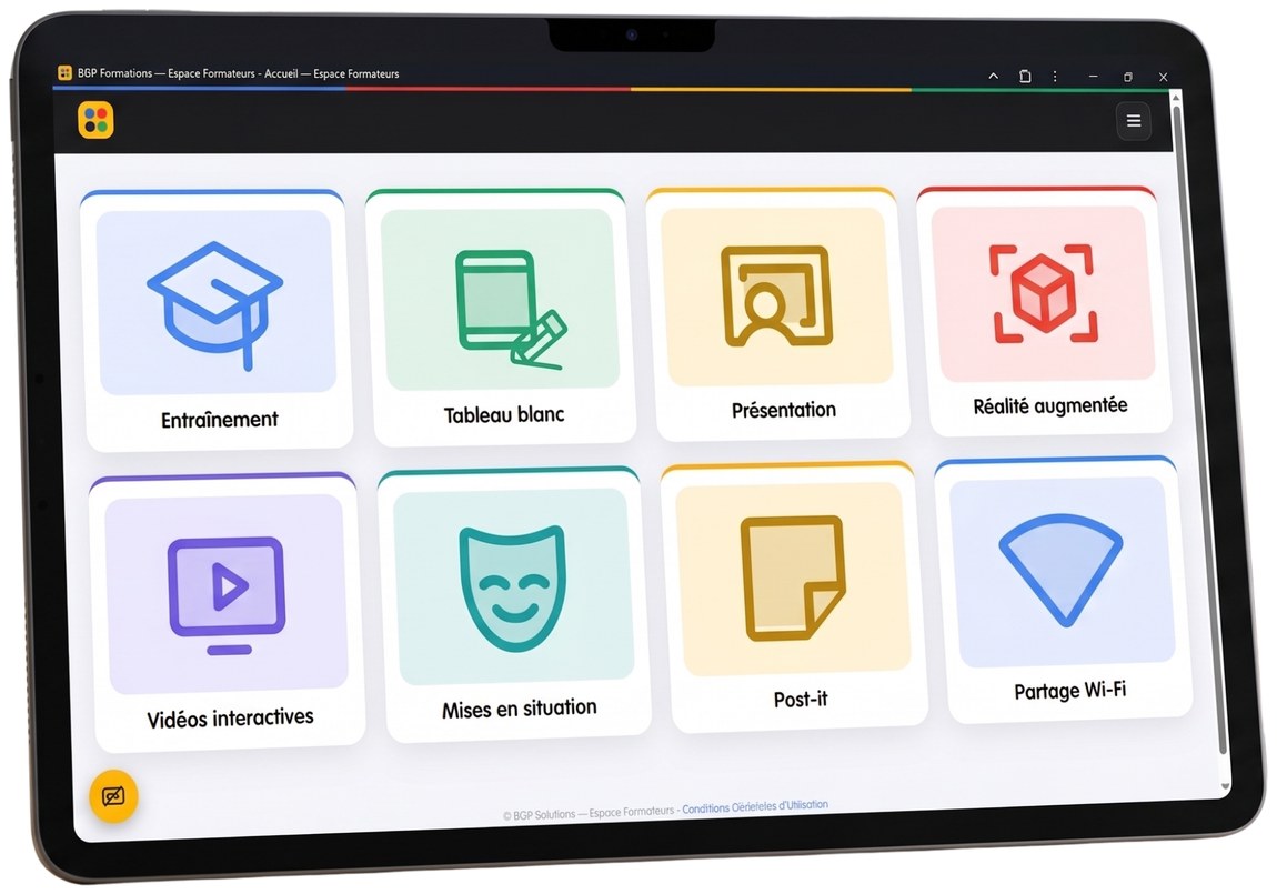 L'application Espace Formateurs de BGP présentée sur une tablette